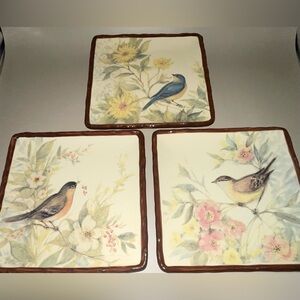 Celebrating Home Somerset Song Bird Plates Set of 3 | Susan Winget Stoneware